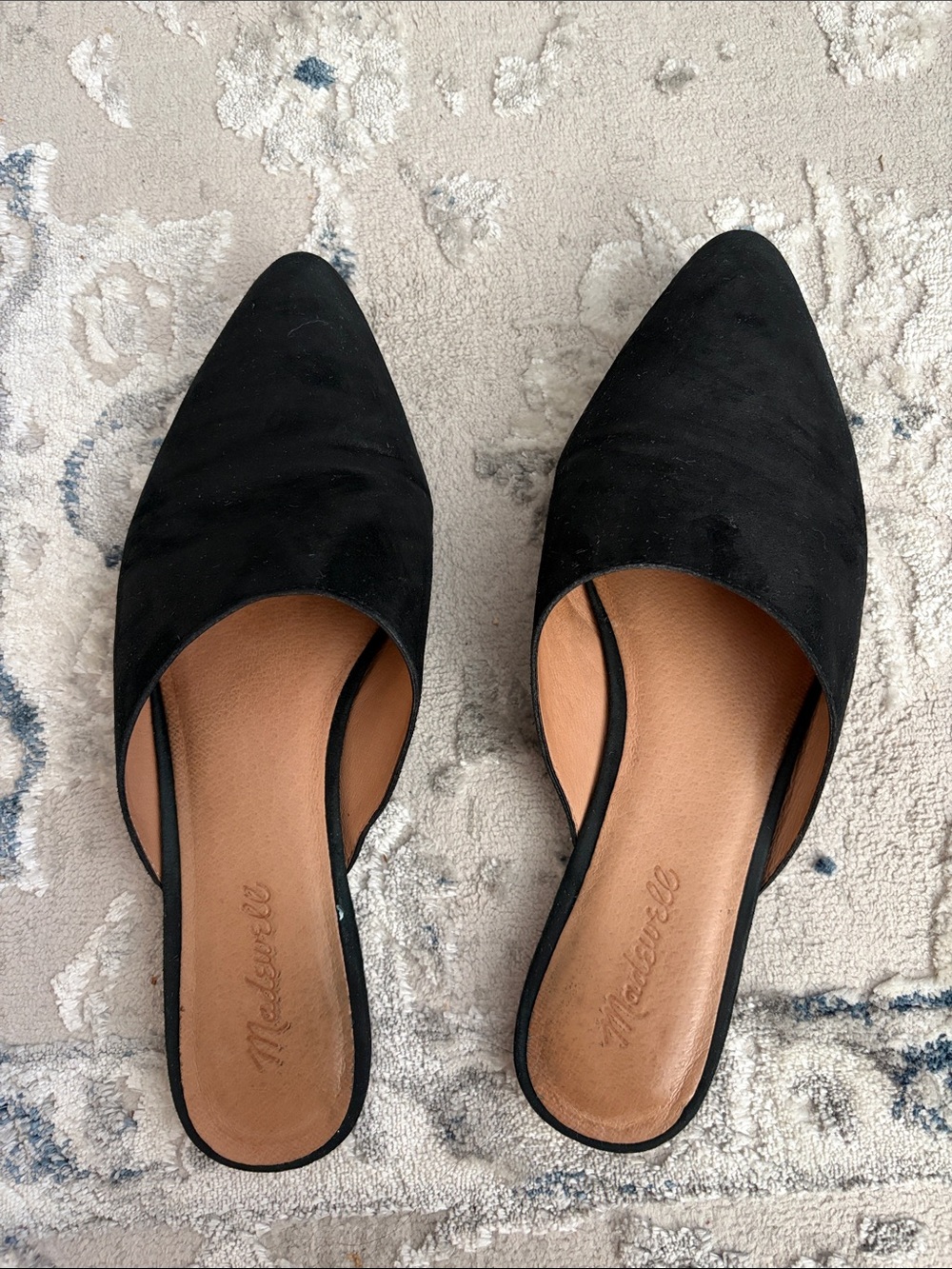 MADEWELL Black Suede Pointed-Toe Mules